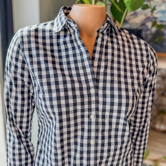 Banana Republic Black & White Gingham Riley Tailored Fit Button Up Top-Women's 0 - Picture 7 of 12